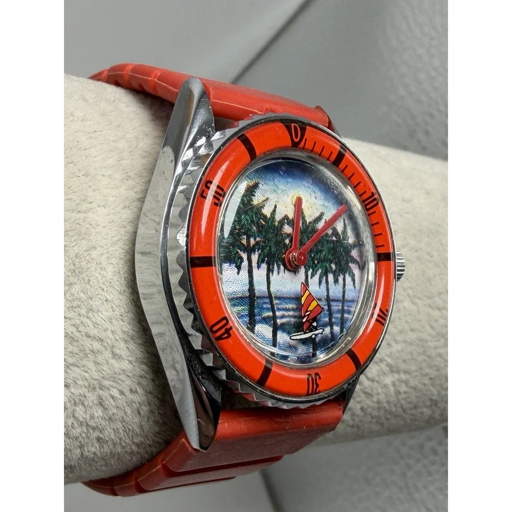 Out Of Time Watch Vintage Tropical Palm Tree Manual Wind Working 32MM 7